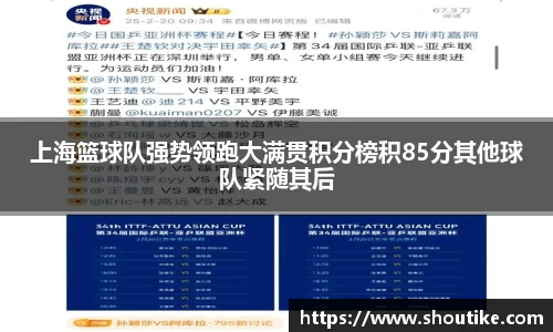 上海篮球队强势领跑大满贯积分榜积85分其他球队紧随其后